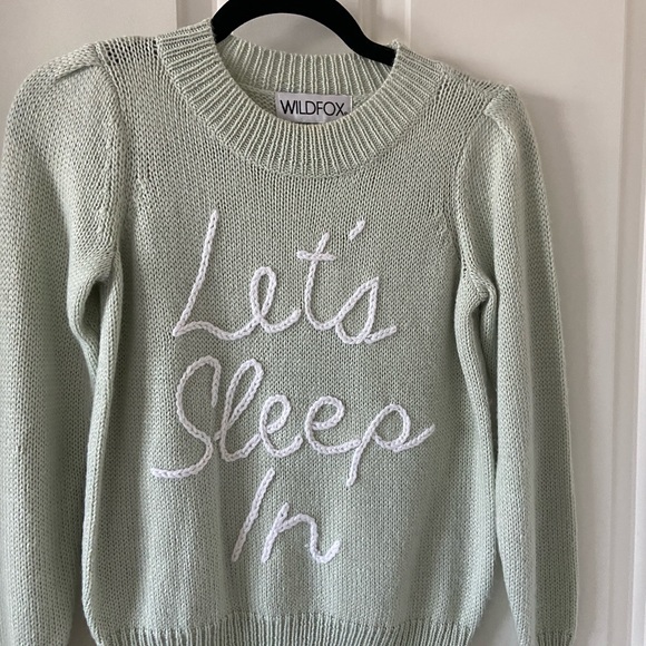 Wildfox Sweater Let’s Sleep In Green Size Small Winter Cozy - Picture 2 of 3